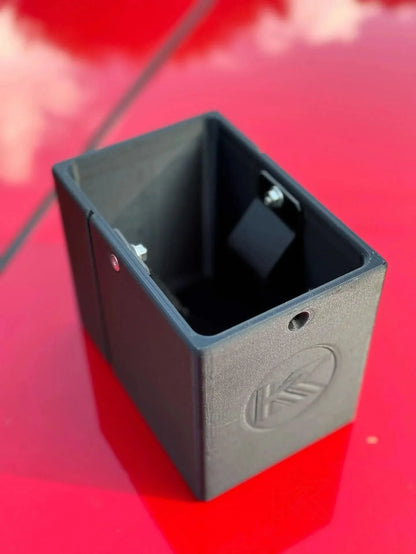 Black 3D printed plastic oil holder for BMW E36 Coupe, Sedan, Compact Series 3 from 1991-2000 by K2 Industries.