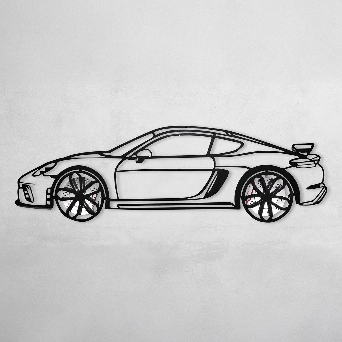2020 Porsche Cayman GT4 Wall Art – Steel Silhouette with Spinning Wheels-KAFMEKA007 - AudiGear.com - Metal Car Wall Art
