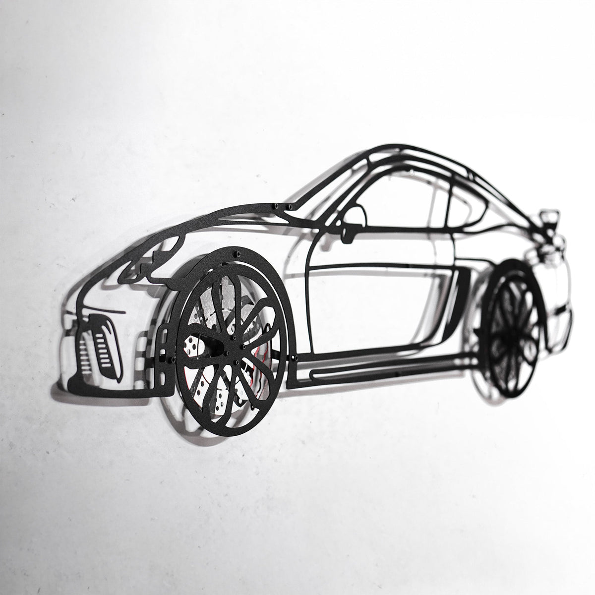2020 Porsche Cayman GT4 Wall Art – Steel Silhouette with Spinning Wheels-KAFMEKA007 - AudiGear.com - Metal Car Wall Art