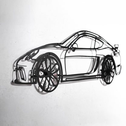 2020 Porsche Cayman GT4 Wall Art – Steel Silhouette with Spinning Wheels-KAFMEKA007 - AudiGear.com - Metal Car Wall Art