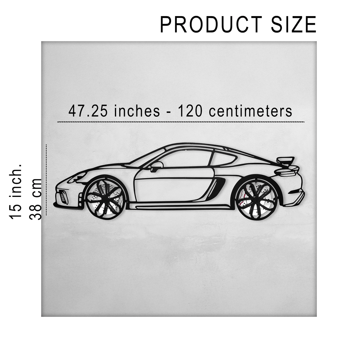 2020 Porsche Cayman GT4 Wall Art – Steel Silhouette with Spinning Wheels-KAFMEKA007 - AudiGear.com - Metal Car Wall Art