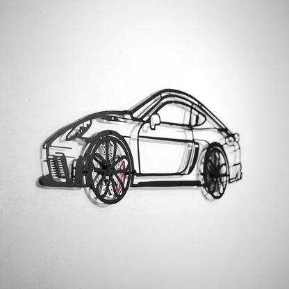 2022 Porsche Cayman 718 GT4 Wall Art – Steel Cut with Spinning Wheels-KAFMEKA008