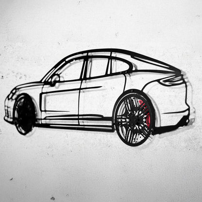 2022 Porsche Panamera 4S Wall Art – Steel Silhouette with Spinning Wheels-KAFMEKA009