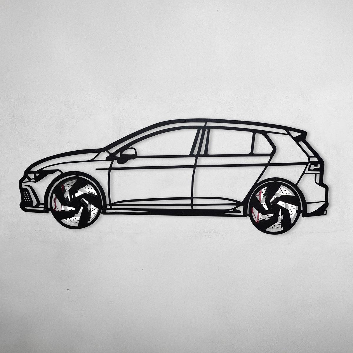 2022 Volkswagen Golf GTI Wall Art – Steel Silhouette with Spinning Wheels-KAFMEKA010