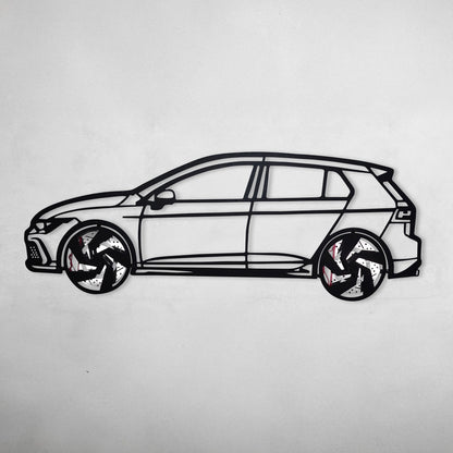 2022 Volkswagen Golf GTI Wall Art – Steel Silhouette with Spinning Wheels-KAFMEKA010