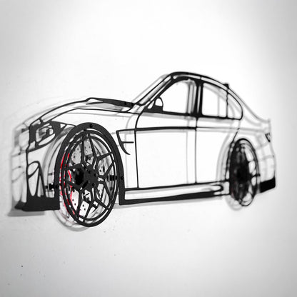 BMW M3 Wall Art – F80 Steel Silhouette with Spinning Wheels-KAFMEKA017