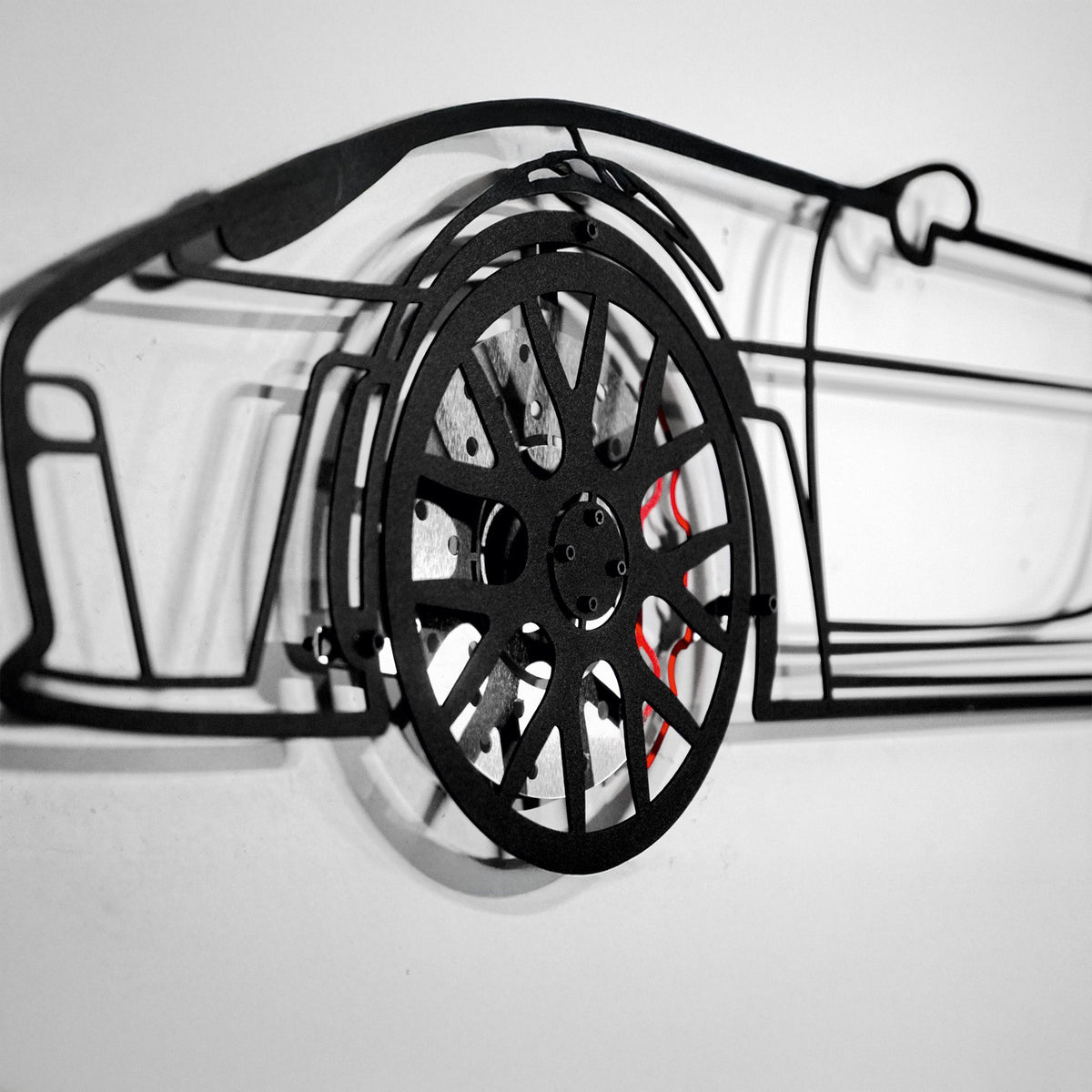 Porsche 911 GT Wall Art – Steel Silhouette with Spinning Wheels-KAFMEKA037