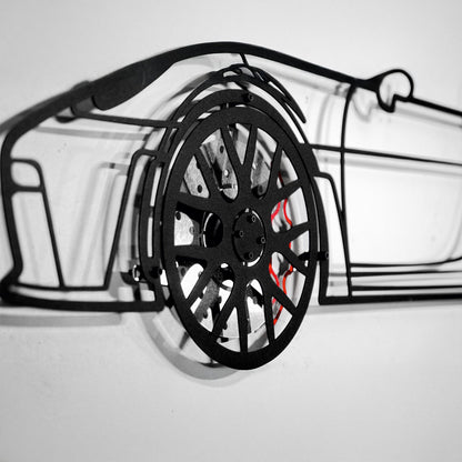 Porsche 911 GT Wall Art – Steel Silhouette with Spinning Wheels-KAFMEKA037