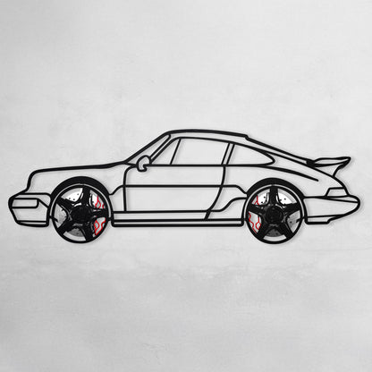 Classic Porsche 911 Wall Art – Retro Steel Silhouette with Spinning Wheels-KAFMEKA038