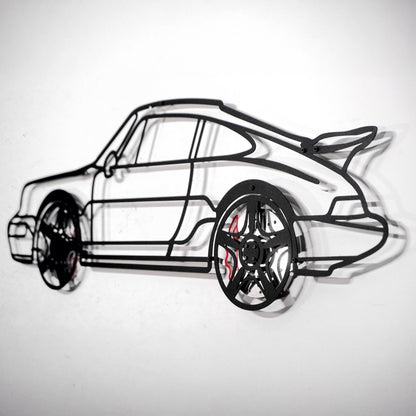 Classic Porsche 911 Wall Art – Retro Steel Silhouette with Spinning Wheels-KAFMEKA038