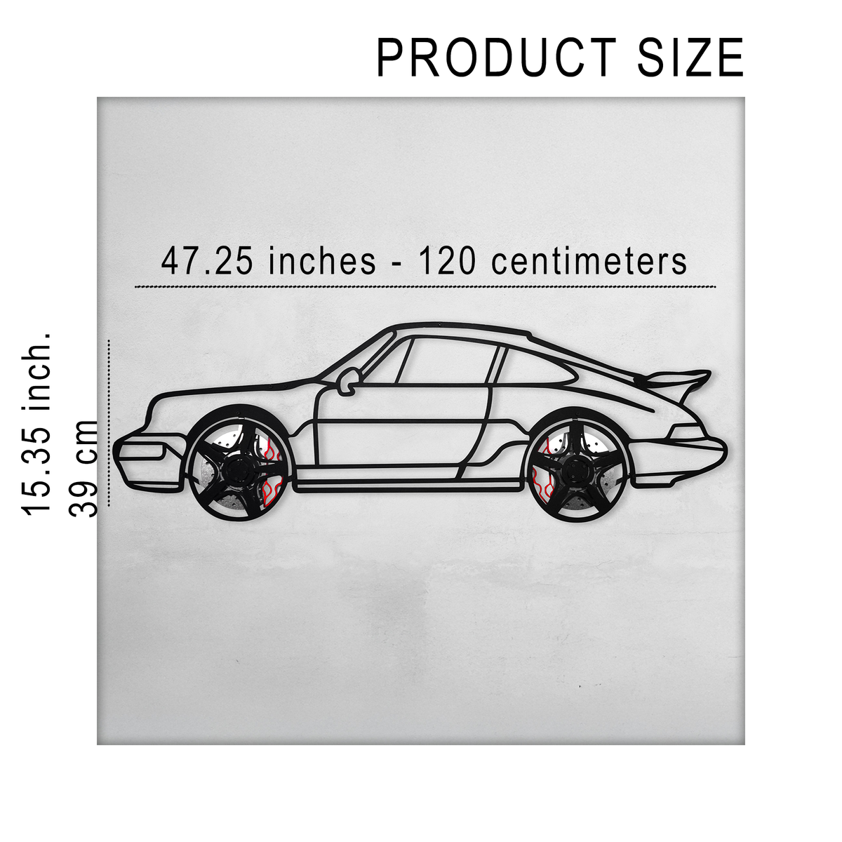 Classic Porsche 911 Wall Art – Retro Steel Silhouette with Spinning Wheels-KAFMEKA038