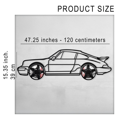 Classic Porsche 911 Wall Art – Retro Steel Silhouette with Spinning Wheels-KAFMEKA038
