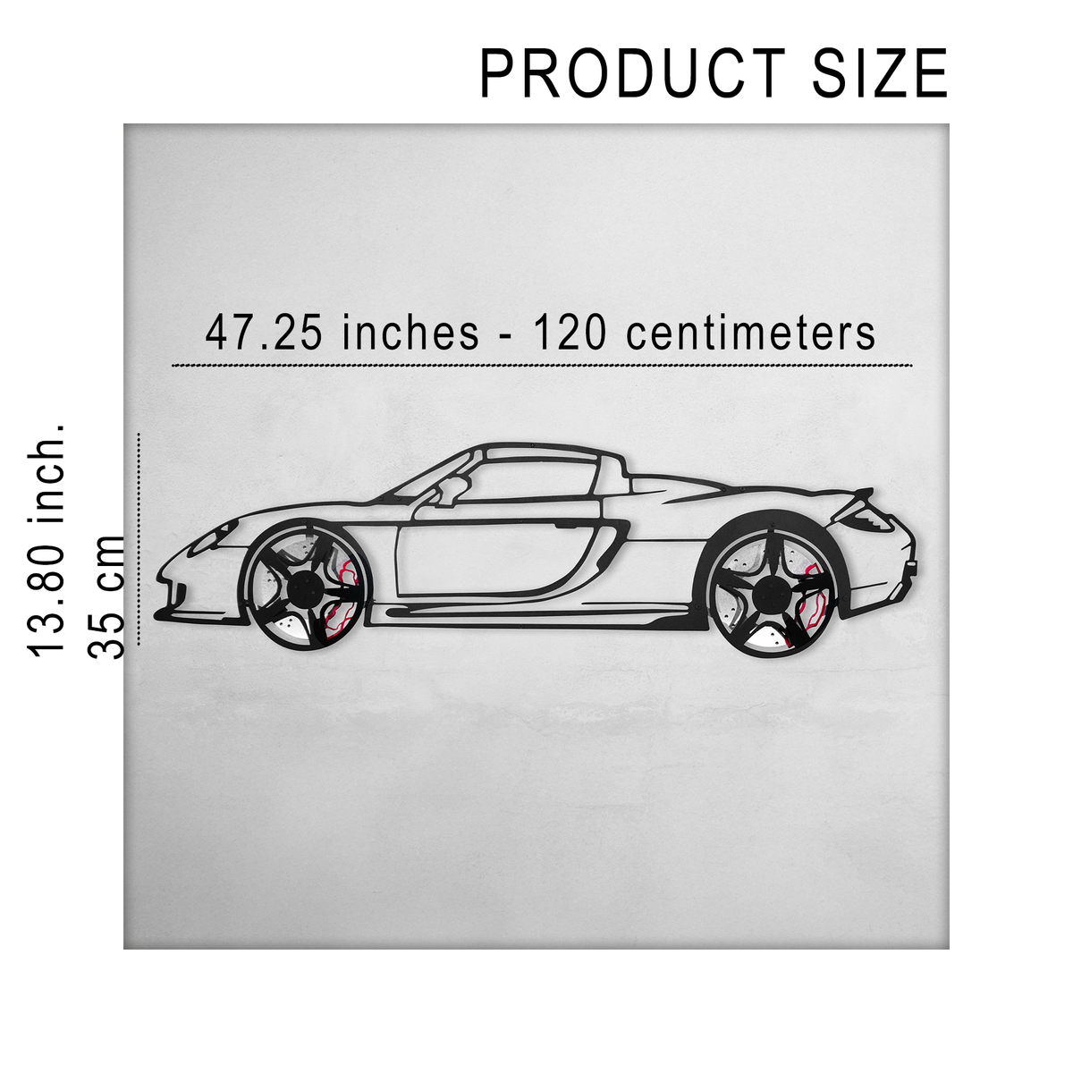 Porsche Carrera GT Wall Art – Supercar Steel Silhouette with Spinning Wheels-KAFMEKA039