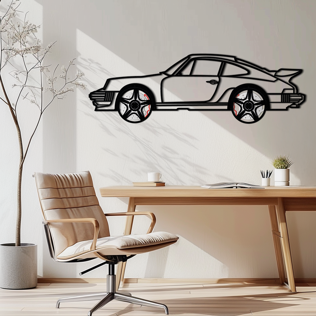 Porsche 911 Classic Metal Wall Art – Rotating Wheel Automotive Silhouette, Premium Gift for Car Lovers- KAFMEKA049