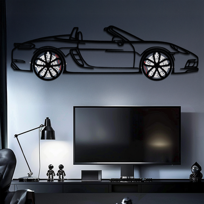 Porsche 718 Boxster GTS Metal Wall Art – Rotating Wheels – Luxury Car Silhouette Decor,KAFMEKA053