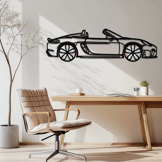 Porsche 718 Spyder Metal Wall Art – Rotating Wheel Car Silhouette Decor for Garage & Gifts,KAFMEKA054