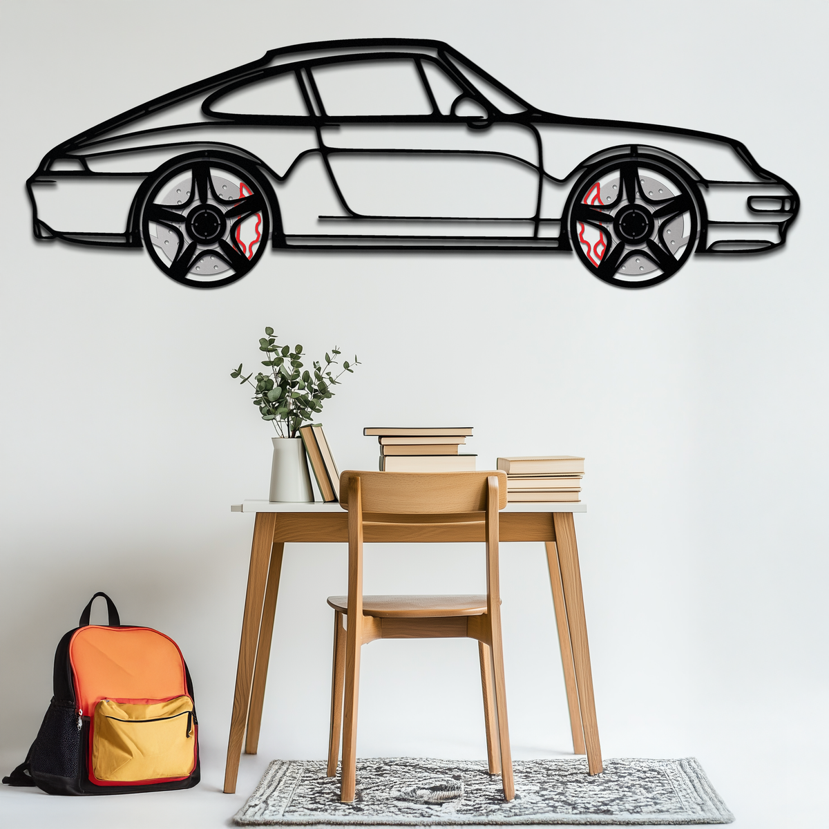 Porsche 911 (993) Silhouette Metal Wall Art – Classic Sports Car Décor with Rotating Wheels 🏁🔥,KAFMEKA058