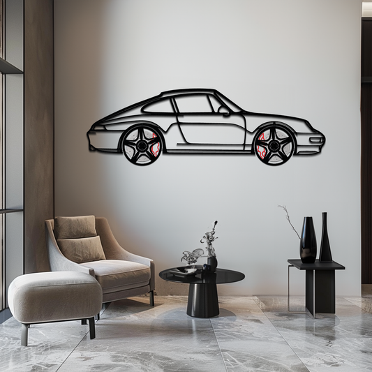 Porsche 911 (993) Silhouette Metal Wall Art – Classic Sports Car Décor with Rotating Wheels 🏁🔥,KAFMEKA058