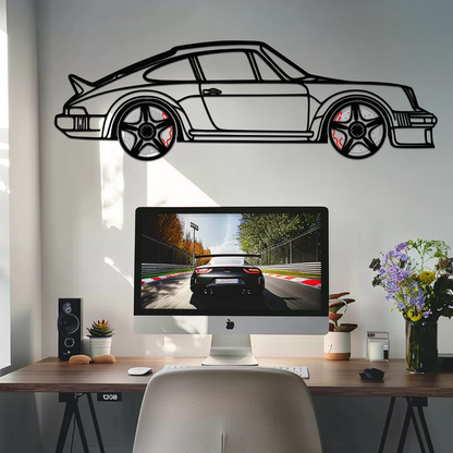 PORSCHE 911 SC Metal Wall Art – Classic Silhouette with Rotating Wheels 🚗✨KAFMEKA060