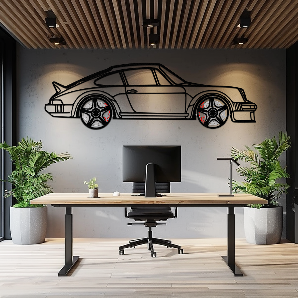 PORSCHE 911 SC Metal Wall Art – Classic Silhouette with Rotating Wheels 🚗✨KAFMEKA060