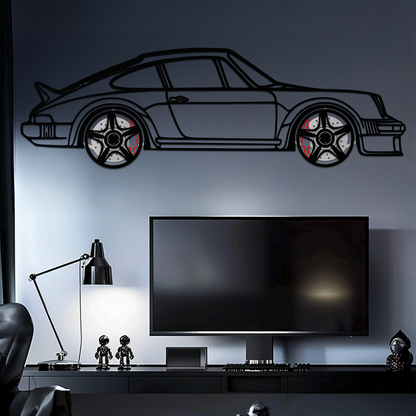 PORSCHE 911 SC Metal Wall Art – Classic Silhouette with Rotating Wheels 🚗✨KAFMEKA060