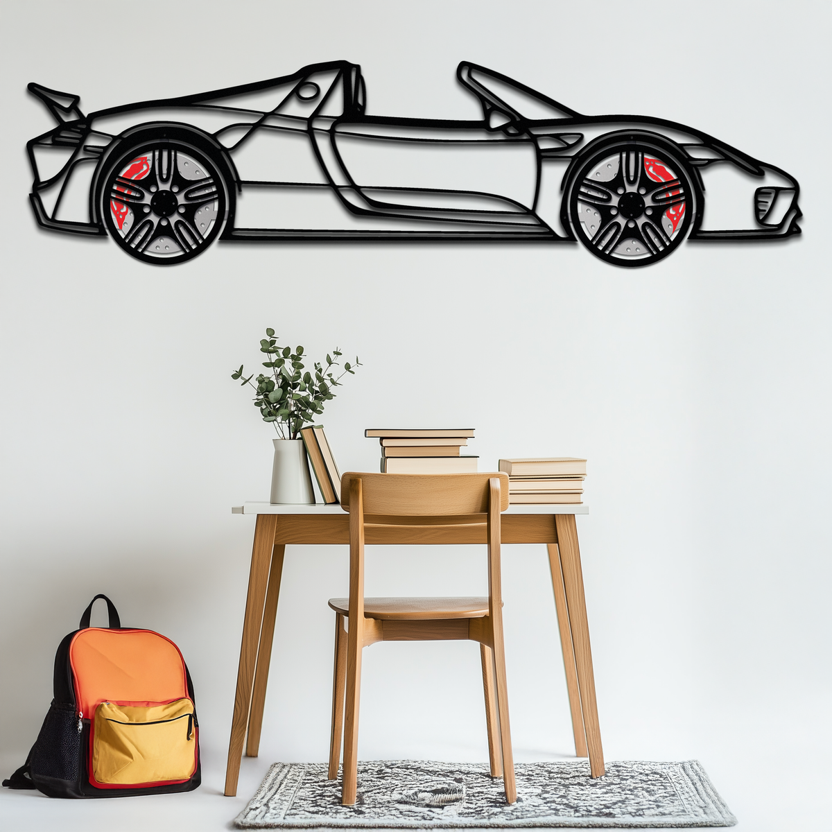 Porsche 918 Spyder Silhouette Metal Wall Art – Hybrid Hypercar Decor with Rotating Wheels ⚡🏁,KAFMEKA061