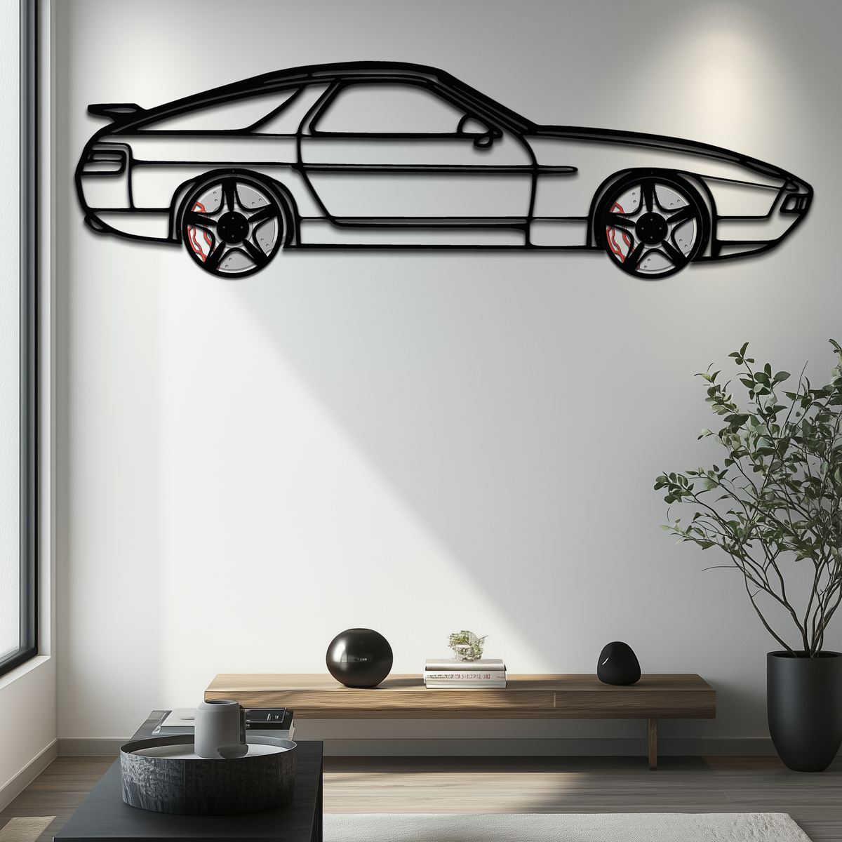 Porsche 928 GTS Silhouette Metal Wall Art – Classic Grand Tourer Decor with Rotating Wheels-KAFMEKA062