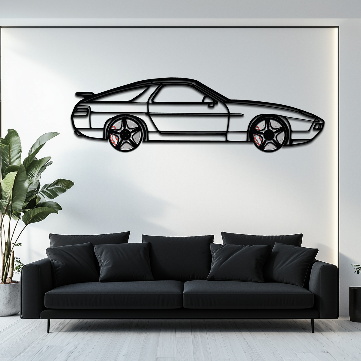 Porsche 928 GTS Silhouette Metal Wall Art – Classic Grand Tourer Decor with Rotating Wheels-KAFMEKA062
