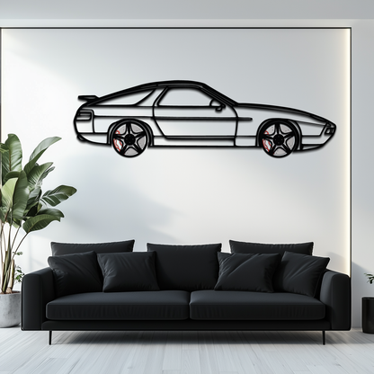 Porsche 928 GTS Silhouette Metal Wall Art – Classic Grand Tourer Decor with Rotating Wheels-KAFMEKA062