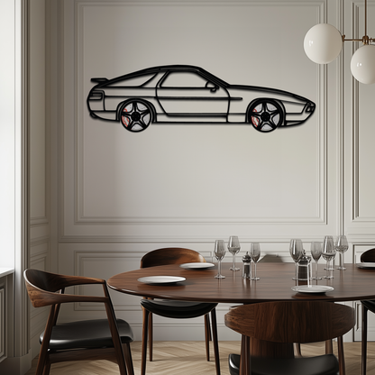 Porsche 928 GTS Silhouette Metal Wall Art – Classic Grand Tourer Decor with Rotating Wheels-KAFMEKA062
