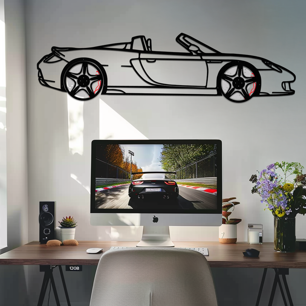 Porsche Carrera GT Silhouette Metal Wall Art – Supercar Icon Decor with Rotating Wheels-KAFMEKA063