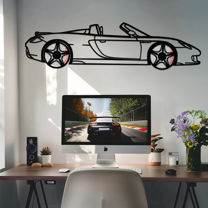 Porsche Carrera GT Silhouette Metal Wall Art – Supercar Icon Decor with Rotating Wheels-KAFMEKA063