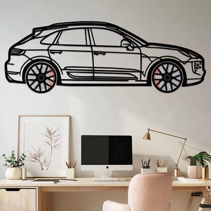 Porsche Macan GTS 95B Metal Wall Art – Luxury Performance SUV Silhouette with Rotating Wheels-KAFMEKA065