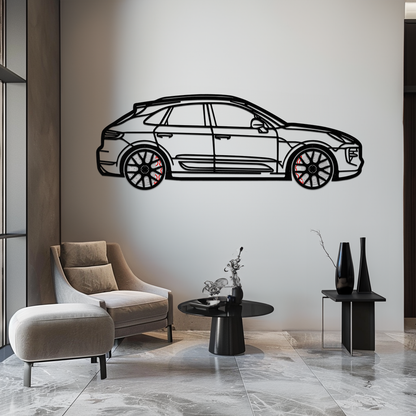 Porsche Macan GTS 95B Metal Wall Art – Luxury Performance SUV Silhouette with Rotating Wheels-KAFMEKA065