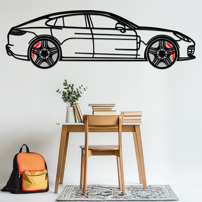 Porsche Taycan Turbo Cross Metal Wall Art – Electric Performance Silhouette with Rotating Wheels-KAFMEKA067