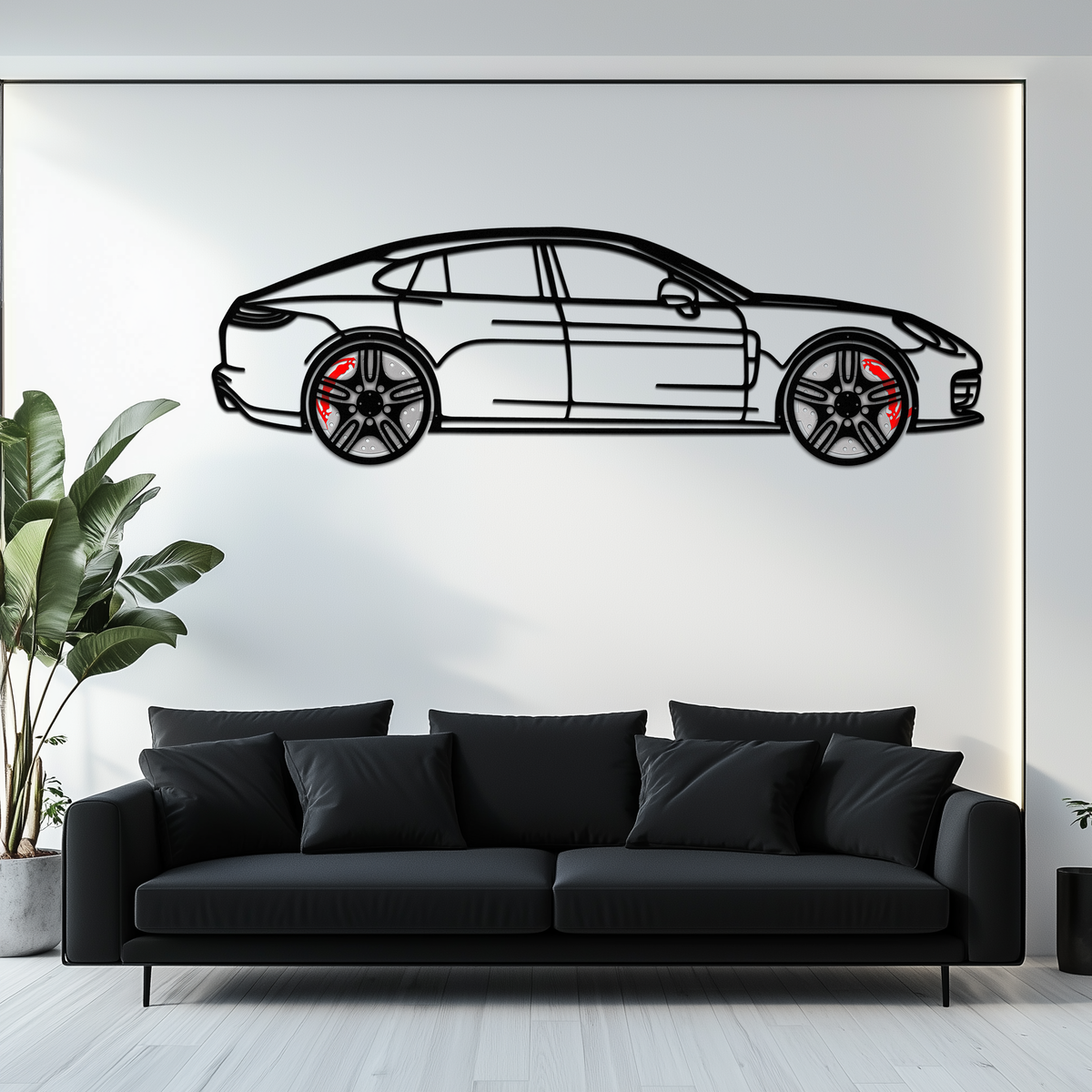Porsche Taycan Turbo Cross Metal Wall Art – Electric Performance Silhouette with Rotating Wheels-KAFMEKA067