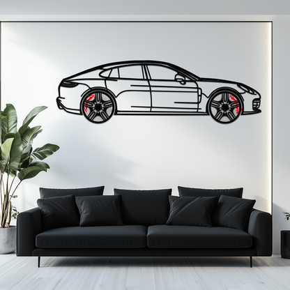 Porsche Taycan Turbo Cross Metal Wall Art – Electric Performance Silhouette with Rotating Wheels-KAFMEKA067