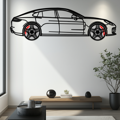 Porsche Taycan Turbo Cross Metal Wall Art – Electric Performance Silhouette with Rotating Wheels-KAFMEKA067