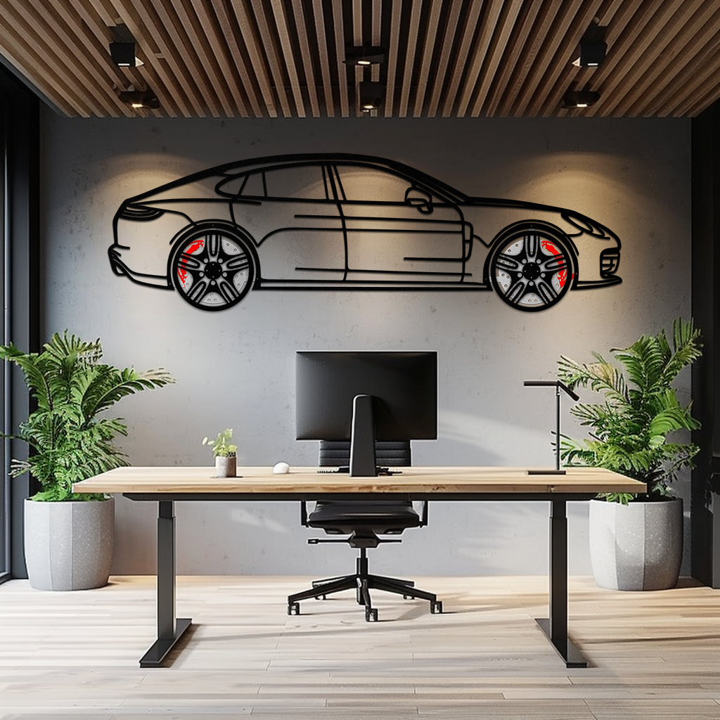 Porsche Taycan Turbo Cross Metal Wall Art – Electric Performance Silhouette with Rotating Wheels-KAFMEKA067