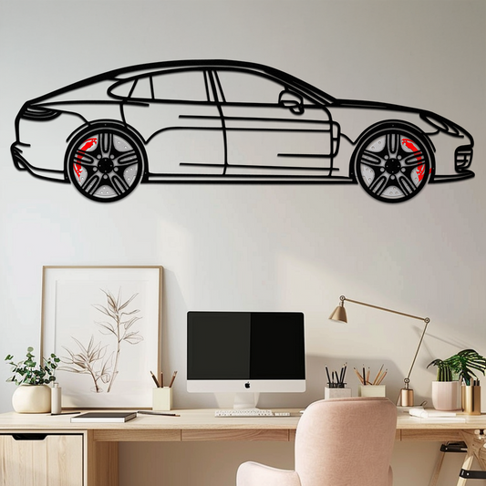 Porsche Taycan Turbo Cross Metal Wall Art – Electric Performance Silhouette with Rotating Wheels-KAFMEKA067
