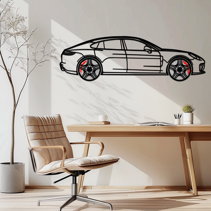 Porsche Taycan Turbo Cross Metal Wall Art – Electric Performance Silhouette with Rotating Wheels-KAFMEKA067