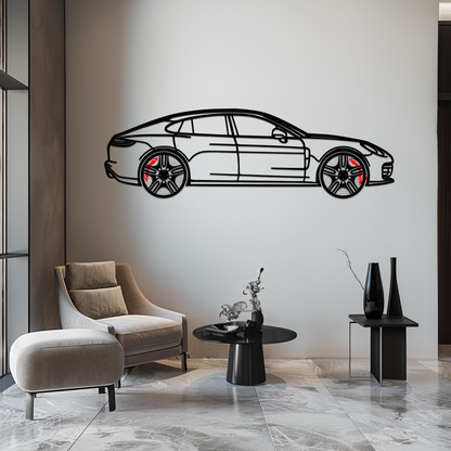 Porsche Taycan Turbo Cross Metal Wall Art – Electric Performance Silhouette with Rotating Wheels-KAFMEKA067