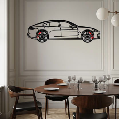 Porsche Taycan Turbo Cross Metal Wall Art – Electric Performance Silhouette with Rotating Wheels-KAFMEKA067