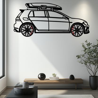 Volkswagen Golf R Spectrum Metal Wall Art – Rotating Wheels Car Silhouette Wall Decor, Unique Gift for Car Lovers-KAFMEKA090