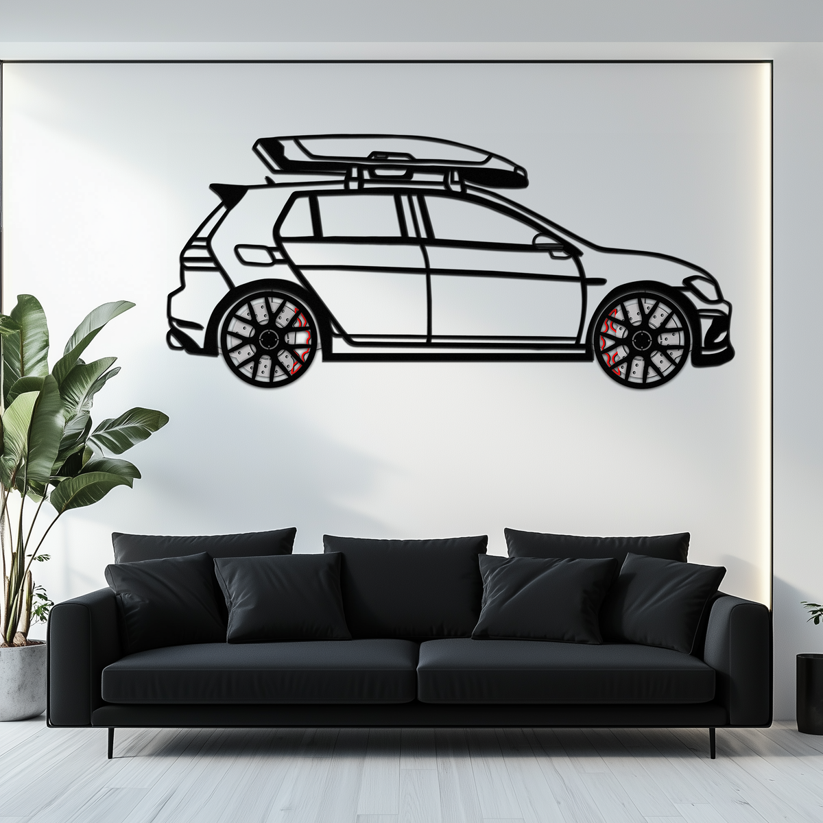 Volkswagen Golf R Spectrum Metal Wall Art – Rotating Wheels Car Silhouette Wall Decor, Unique Gift for Car Lovers-KAFMEKA090