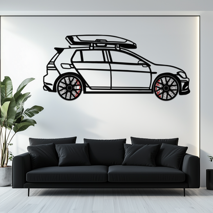 Volkswagen Golf R Spectrum Metal Wall Art – Rotating Wheels Car Silhouette Wall Decor, Unique Gift for Car Lovers-KAFMEKA090