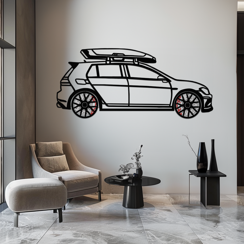 Volkswagen Golf R Spectrum Metal Wall Art – Rotating Wheels Car Silhouette Wall Decor, Unique Gift for Car Lovers-KAFMEKA090