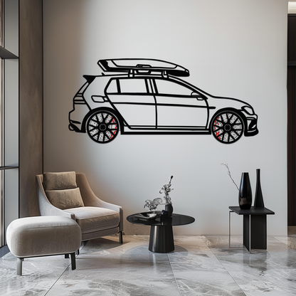 Volkswagen Golf R Spectrum Metal Wall Art – Rotating Wheels Car Silhouette Wall Decor, Unique Gift for Car Lovers-KAFMEKA090