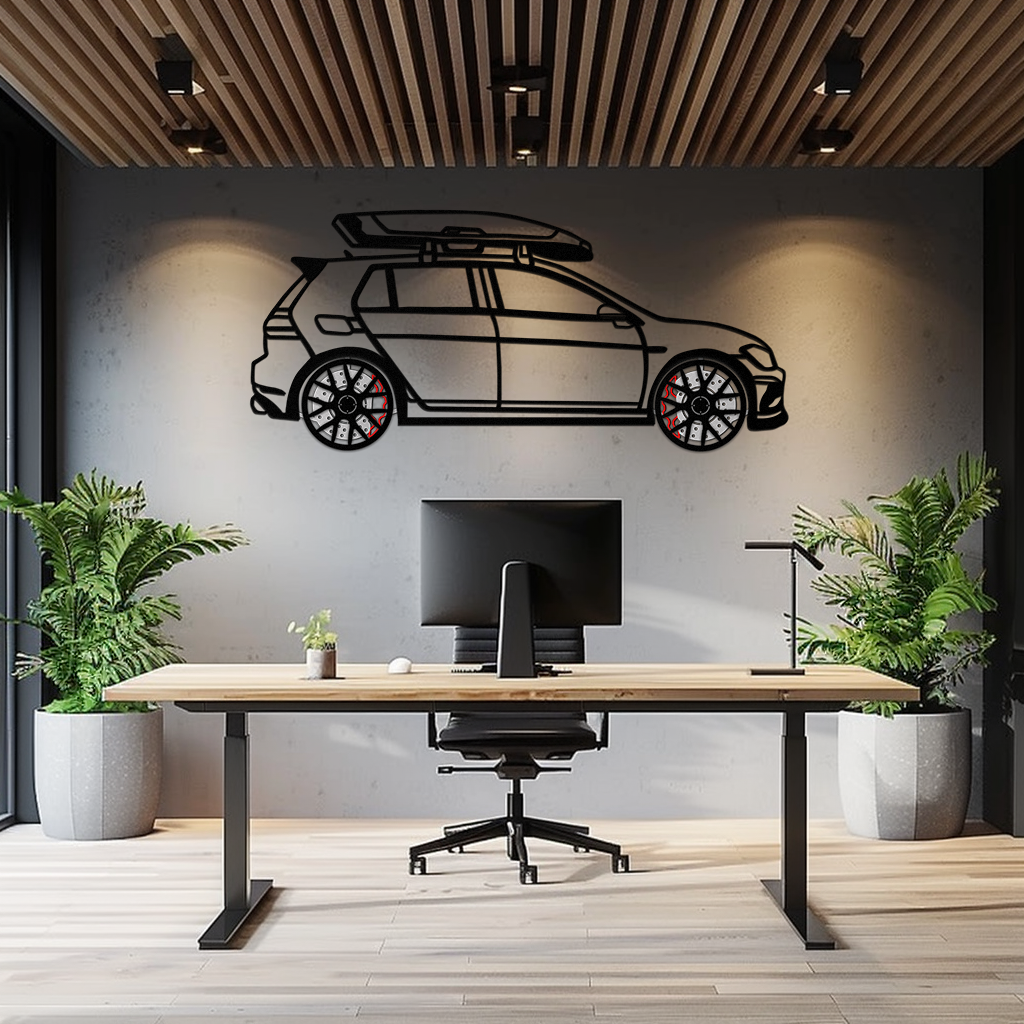 Volkswagen Golf R Spectrum Metal Wall Art – Rotating Wheels Car Silhouette Wall Decor, Unique Gift for Car Lovers-KAFMEKA090