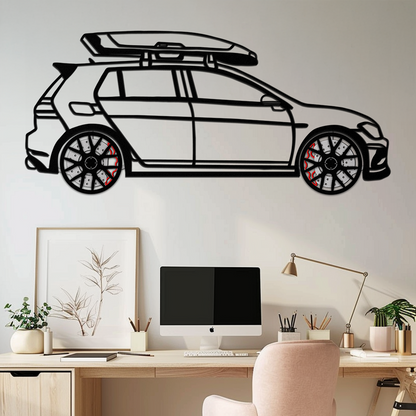Volkswagen Golf R Spectrum Metal Wall Art – Rotating Wheels Car Silhouette Wall Decor, Unique Gift for Car Lovers-KAFMEKA090